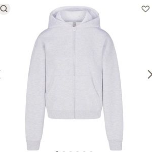NWT Skims Cotton Fleece Zip Up Hoodie new sweatshirt gray